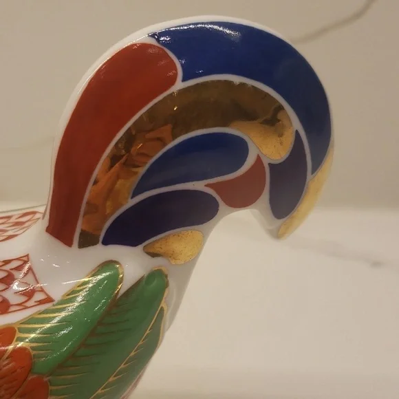 Vintage Set of 2 Unbranded Rooster and Parrot Ceramic Multi Color Gold - Picture 16 of 16